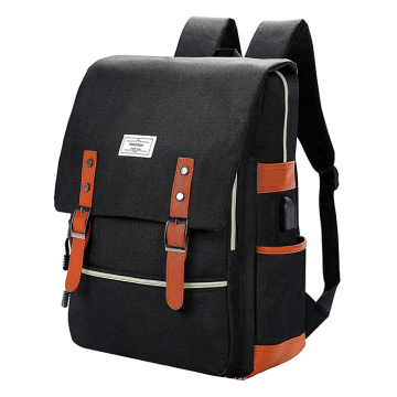 Black Water Resistant School Backpack Daypacks College School Bag Bookbags USB Port Laptop Backpack